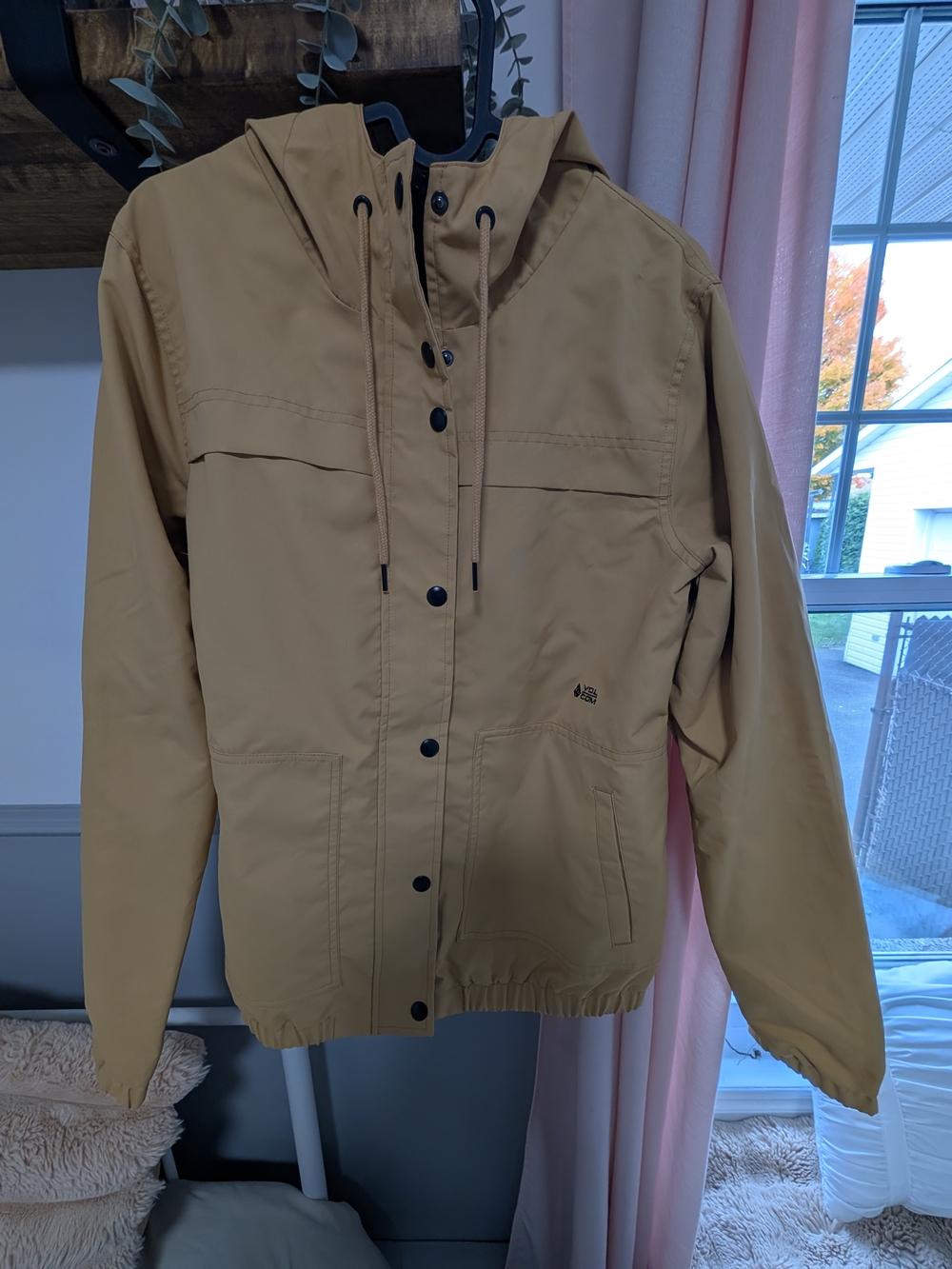 Volcom Hooded Windbreaker Jacket in Camel/Tan